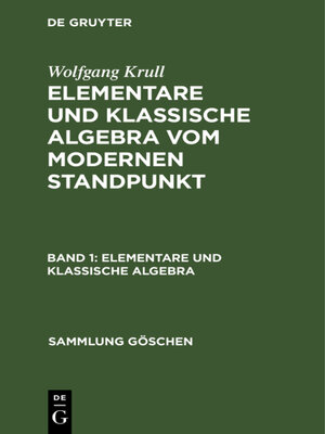 cover image of Elementare und klassische Algebra